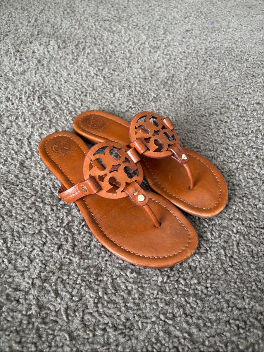 Tory Burch Leather Miller Thong Sandals in Vintage Vachetta Leather